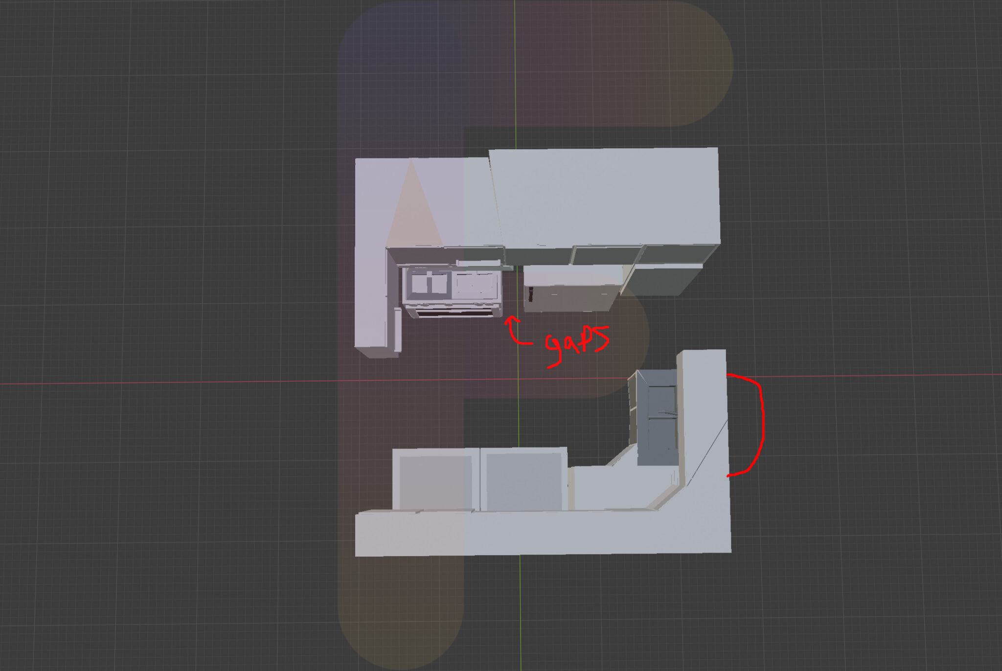 White Kitchen 3d top view