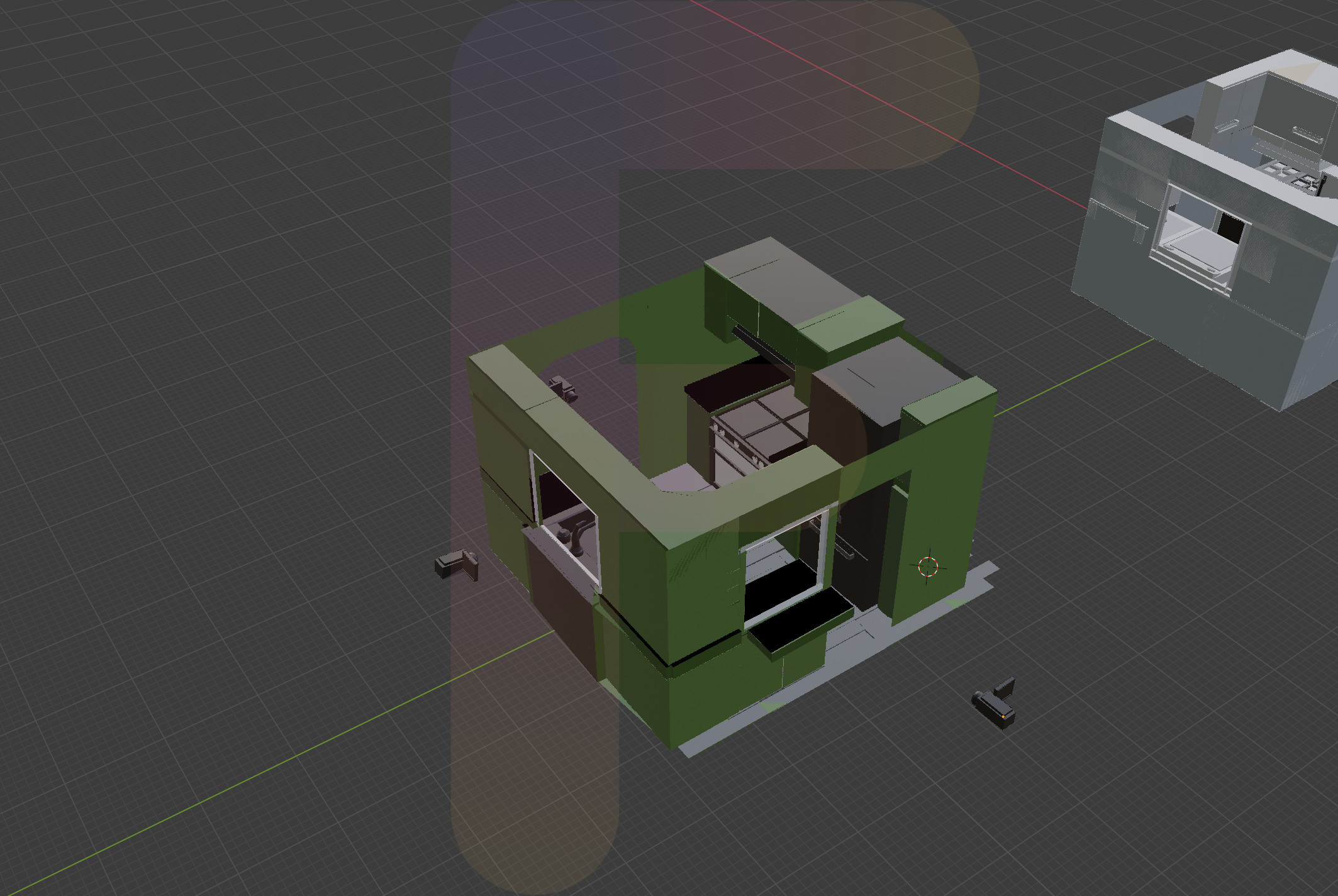 remodeled Green kitchen 3d old white