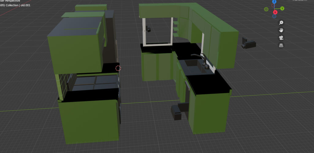 3D kitchen After Green Sink