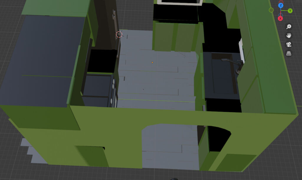 3D kitchen After Green Walls