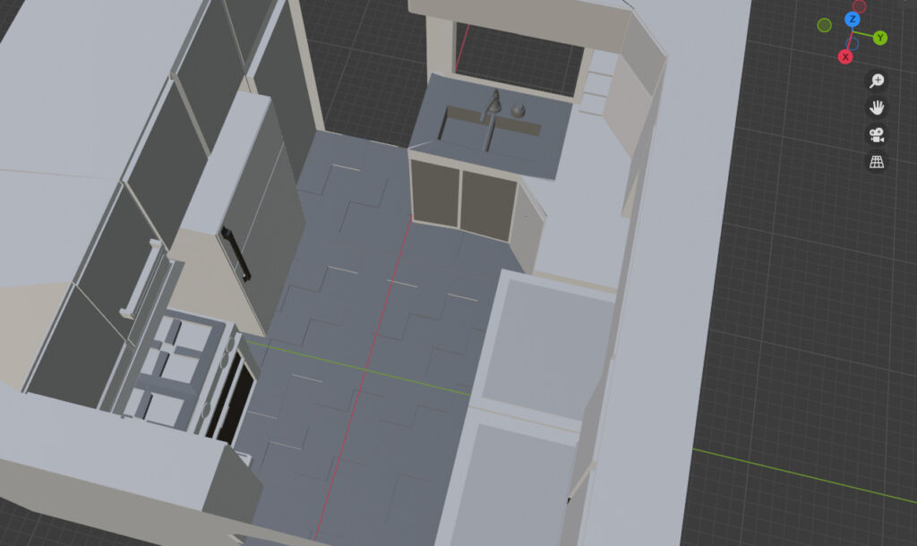 3d Kitchen Before white Walls